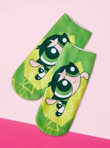 THE POWERPUFF GIRLS X SHEIN 1 Pair Buttercup Pattern Fashion Ankle Socks - Multicolor - View 3