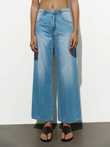 Lumivelle Women's Drawstring Low Waist Straight Leg Denim Jeans, Fashionable For Summer - Light Wash - View 4