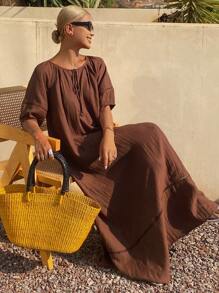 Livesso 夏季新款宽松休闲度假亚麻风格女装