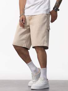 Manfinity Homme 男士宽松休闲百慕大牛仔短裤，带口袋