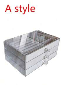 Transparent Acrylic Jewelry Storage Box, Storage Containers,3-Layer Drawer Type Jewelry Case, Organizer For Earrings, Rings, Necklaces, Bracelets And Pendants. Suitable For Bathroom, Desktop, Dressing Table And Bedroom. - Multicolor - View 5