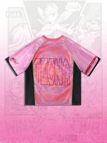 ROMWE MEN Winx Club X ROMWE Men's Cartoon Pattern Short Sleeve Sports T-Shirt, Sports Jersey - Multicolor - View 2