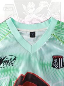 ROMWE MEN Winx Club X ROMWE Camiseta de manga corta deportiva de malla para hombres, jersey atlético