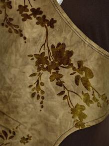 SHEIN ICON Áo ba lỗ hở lưng cổ chữ V họa tiết cổ điển dành cho nữ bằng vải Burnout - Màu vàng - Xem 9