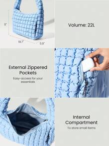 GLOWMODE Quilted Water-Resistant Carryall Shoulder Bag - Blue - View 3