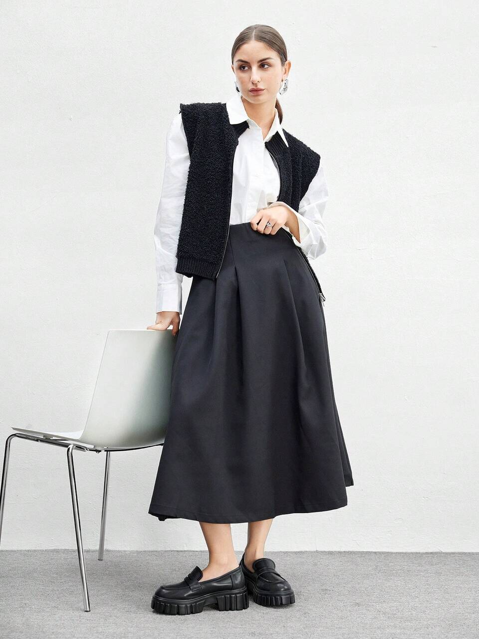 CUCCOO BIZCHIC Women Minimalist Loafers, Preppy Black Artificial Leather Flatform Shoes Outdoor For Summer Vacation Shoes Summer Elegant Basics Business Casual Business Chic Sorceress Spring Shoes Spring Break Easter For Christmas Spring Shoes