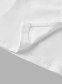 SHEIN Serisse Kids Váy xếp ly bên hông không tay cổ đứng màu trắng trơn đơn giản cho bé gái tuổi mới lớn - trắng - Xem 6