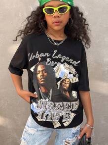 Coolane Kids Camisetas negras de estilo callejero Y2K grunge para preadolescentes en primavera/verano - Negro - Ver 3