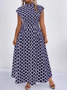 SHEIN Clasi Plus Polka Dot Print Mock Neck Dress Maxi Women Outfit