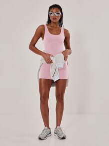 Musera Sport 缝线工字领运动服修身运动连体衣，适用于板网球、网球、匹克球健身房健身 - 淺粉色 - 查看 3