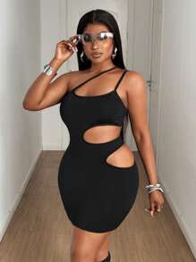 Maweii 大码女式夏季紧身透气镂空连衣裙，性感派对俱乐部服装