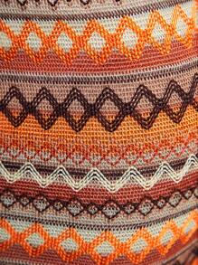 SHEIN Vestido halter de punto ajustado con patrón geométrico en color naranja y contrastante para adolescentes, casual de verano para vacaciones