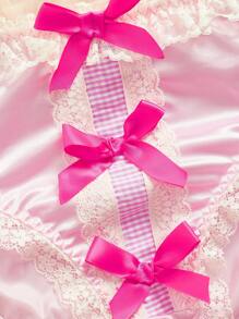 Quần lót tam giác cotton co giãn nhiều màu ren satin ngọt ngào cỡ lớn - Hồng - Xem 3