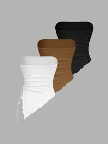 SHEIN MOD 多件式紧身胸衣上衣，侧边系腰褶，复古印花抹胸，秋季上衣，外出上衣，棕色背心