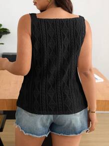 SHEIN Frenchy Camicia aperta casual senza maniche, in tessuto strutturato, per taglie comode