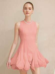 Aveloria Rosie Princess Style Sheer Mesh Peplum Sleeveless Mini Dress For Women