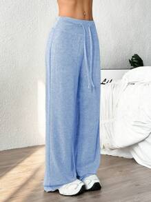 Dewbera 女式纯色抽绳腰直筒宽松运动裤