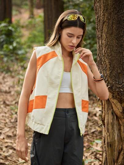 In My Nature 女式撞色拉链休闲户外背心夹克