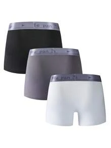 3pcs Men's Colorblock Letter Waistband Comfortable Briefs Multipack Trunk - Multicolor - View 2