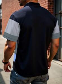 Manfinity Homme 夏季大码男士休闲拼色 Polo 衫 - 彩色 - 查看 2