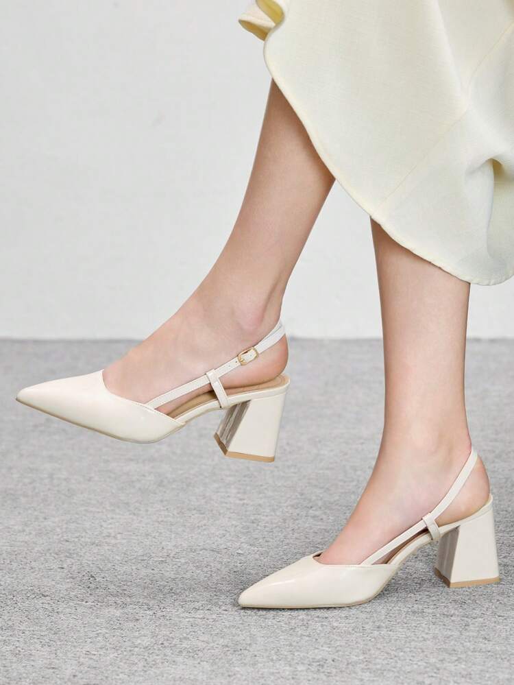 CUCCOO BIZCHIC Women's Fashion Patent Leather Chunky Heels Pumps, Classic Minimalist Design For Commuting, Date, Party, Holiday, Wedding For Christmas Spring Shoes