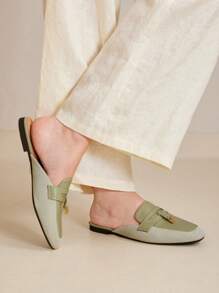 MOTF PREMIUM ROUND TOE BRAID PU LEATHER FLAT SHOES FOR CHRISTMAS - Green - View 5