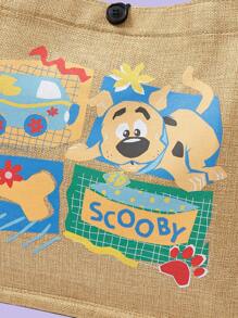 SCOOBY-DOO X SHEIN Cartoon & Bone Printed Fashion Holiday Handbag For Women , Beach Bag - Khaki - View 2