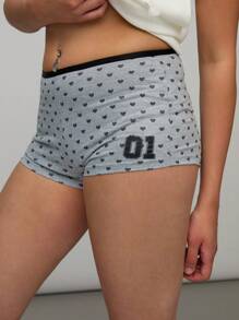 COUREZ Booty Shorts With Hearts Print , Summer For Women Summer Shorts , Street Casual, Y2K Cute Vintage - Multicolor - View 4