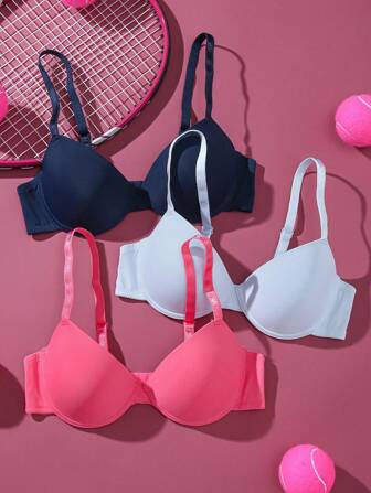 3件套女士全罩杯纯色钢圈文胸