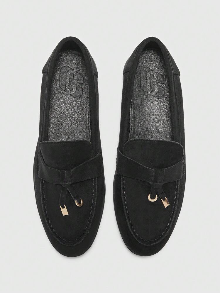 CUCCOO BIZCHIC Women's Fashion Black Comfortable Flat Loafer Shoes For Christmas Spring Shoes