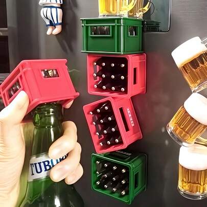 Joivida Imán de nevera mini retro, surtido de colores, abridor de botellas, decoración de cocina, accesorio divertido de bar, artículo de oficina, coleccionable magnético, idea de regalo