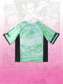ROMWE MEN Winx Club X ROMWE Camiseta de manga corta deportiva de malla para hombres, jersey atlético