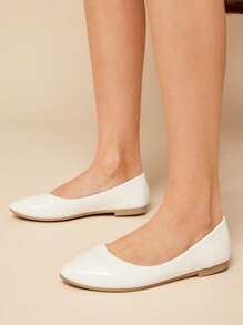 SHUZIA Women Comfortable Almond Toe Ballet Flats - White - View 6