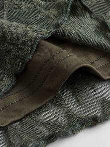 SHEIN MOD 橄榄绿色褶皱方领大码女式长款喇叭袖 T 恤 - 軍綠色 - 查看 4