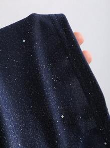 Sweetra Conjunto sexy de 2 piezas con top crop halter con brillo y pantalones anchos de pierna ancha, atuendo de moda para fiestas - Azul Marino - Ver 7