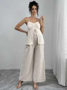 Momance Completo da donna in gravidanza composto da canottiera con bottoni frontali e pantaloncini, tinta unita