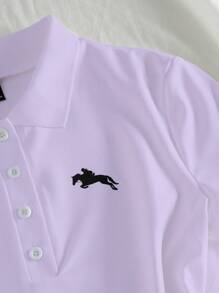 Elamini Polo Neck Casual Women Short Sleeve Dress