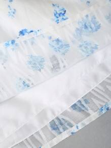 SHEIN Sweetro Falda evasé de estilo campestre francés con estampado floral menudo, silueta estilizante para primavera y otoño con caída fluida - Multicolor - Ver 6