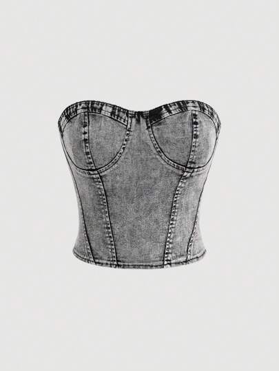 SHEIN MOD ビスチェ チューブ デニムトップス