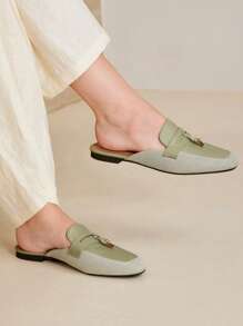 MOTF PREMIUM ROUND TOE BRAID PU LEATHER FLAT SHOES FOR CHRISTMAS - Green - View 2
