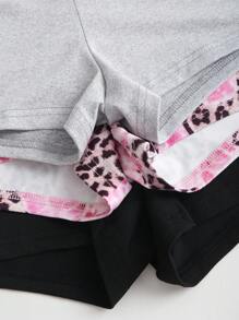 Sweetra 3件套女士Y2K性感豹纹超短裤套装 - 彩色 - 查看 3