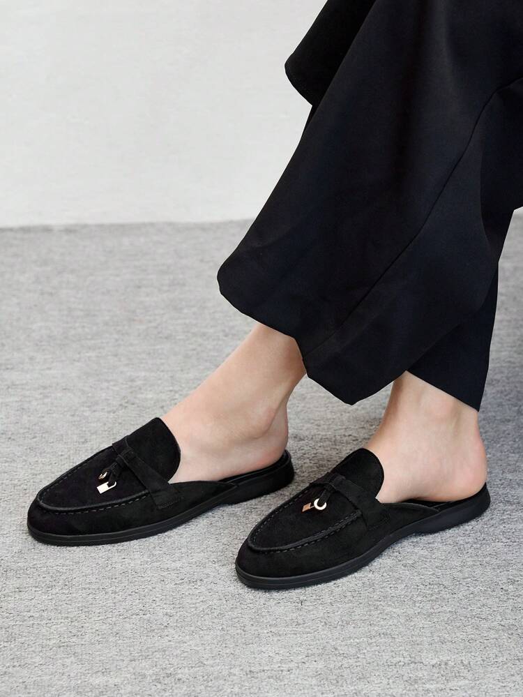 CUCCOO BIZCHIC Women's Casual Black All-Match Versatile Flat Slip-On Shoes For Christmas Spring Shoes