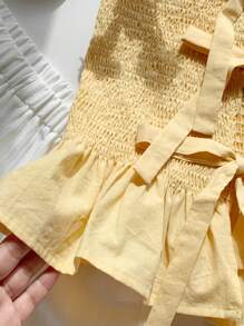 Comfortcana Top bandeau noué devant jaune canari, décontracté pour l'été et les vacances - Jaune citron - Voir 7