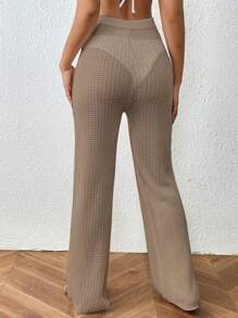 SHEIN Swim Pantalon couvre-tout pour femmes de couleur unie, avec design à lacets et à découpe ajourée
