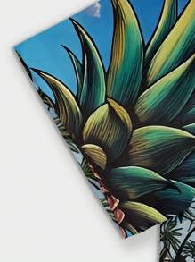 Manfinity RSRT Men's Cartoon Printed Button Front Casual Short Sleeve Shirt, Summer