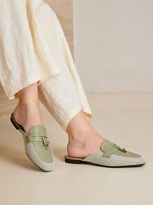 MOTF PREMIUM ROUND TOE BRAID PU LEATHER FLAT SHOES FOR CHRISTMAS - Green - View 3