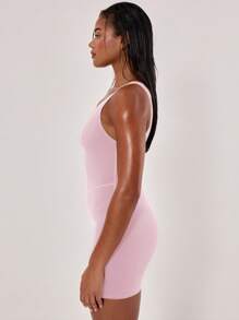 Musera Sport 缝线工字领运动服修身运动连体衣，适用于板网球、网球、匹克球健身房健身 - 淺粉色 - 查看 2