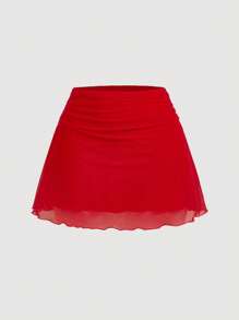 SHEIN MOD Women Red Camisole Top And Mini Skirt 2 Pieces Set - Red - View 6