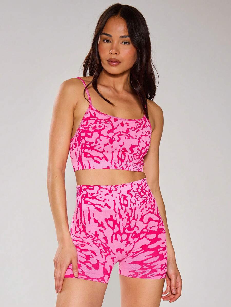 Musera Sport Strappy Contrast Sport Bra, Padel, Tennis, Pickleball Gym Fitness - Pink - View 1