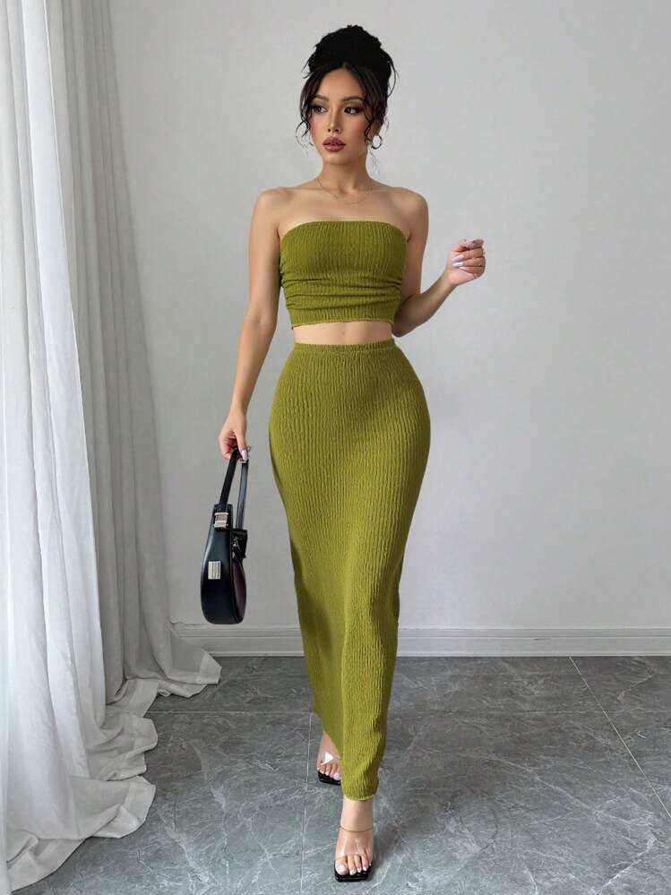 Selianne Trang phục hai mảnh dành cho phụ nữ mặc hàng ngày - Màu xanh Ô liu - Xem 4